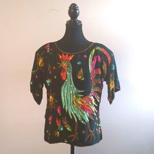 100% Pure Silk Sequence Top - S